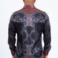 black silver baroque jacquard print shirt men back
