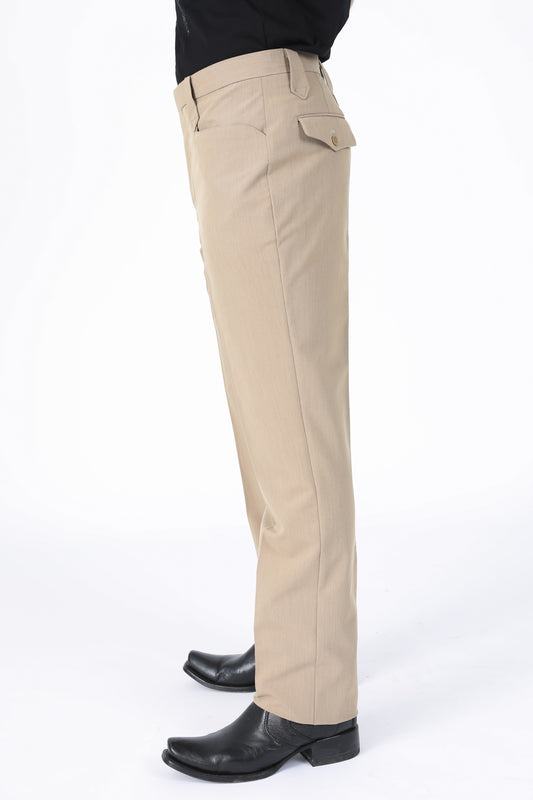 khaki boot cut western pant men heath platini side