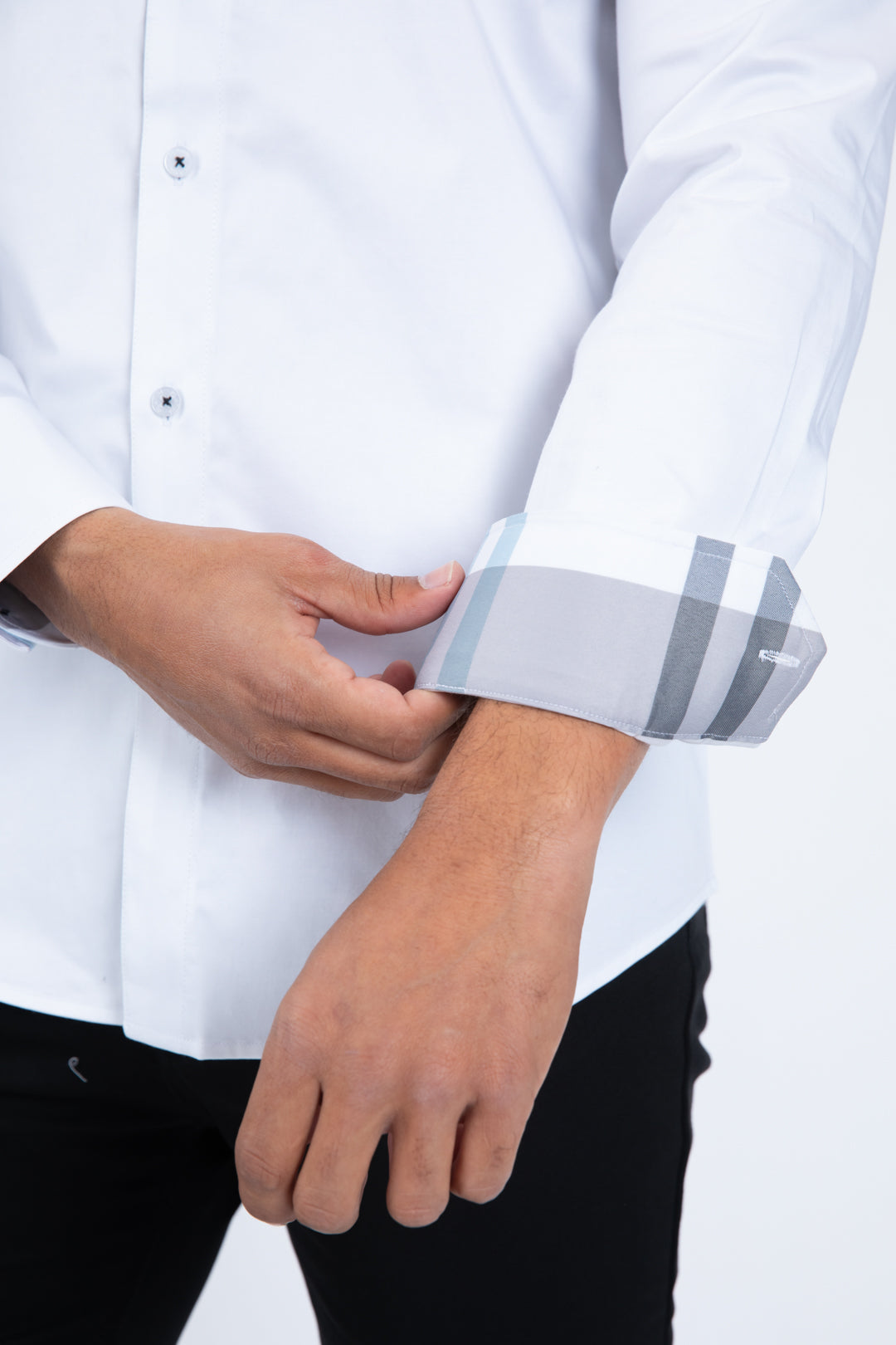 white locke block check shirt men platini cuff detail