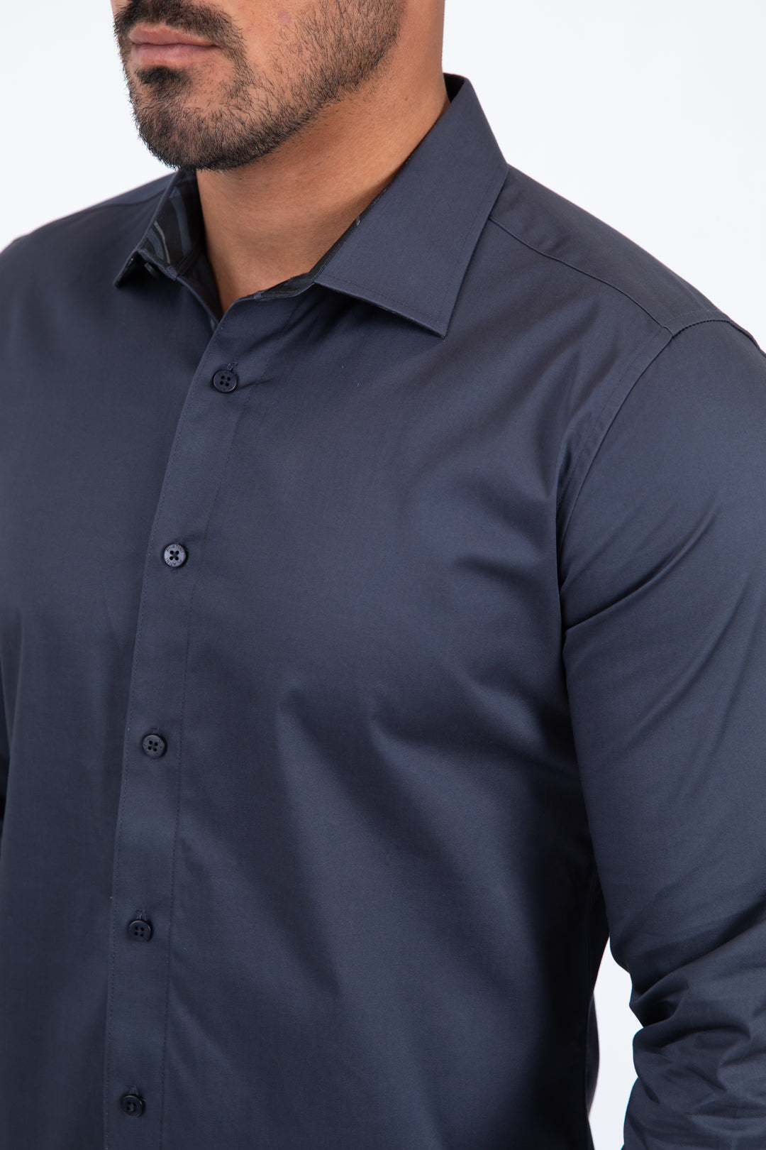 dark grey locke plaid cuff shirt men platini detail-2