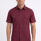 burgundy longhorn icon short sleeve shirt men platini front