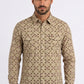 khaki longhorn medallion western shirt men platini front