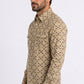 khaki longhorn medallion western shirt men platini back