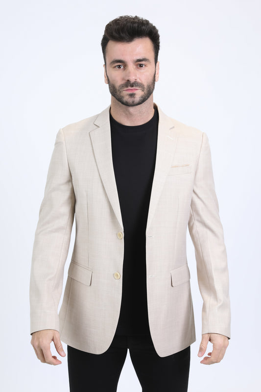 Mens Modern Fit Beige Blazer
