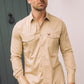 beige modern fit dress shirt men platini front lifestyle
