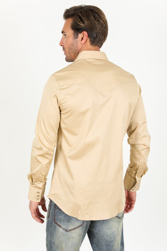 beige modern fit dress shirt men platini back
