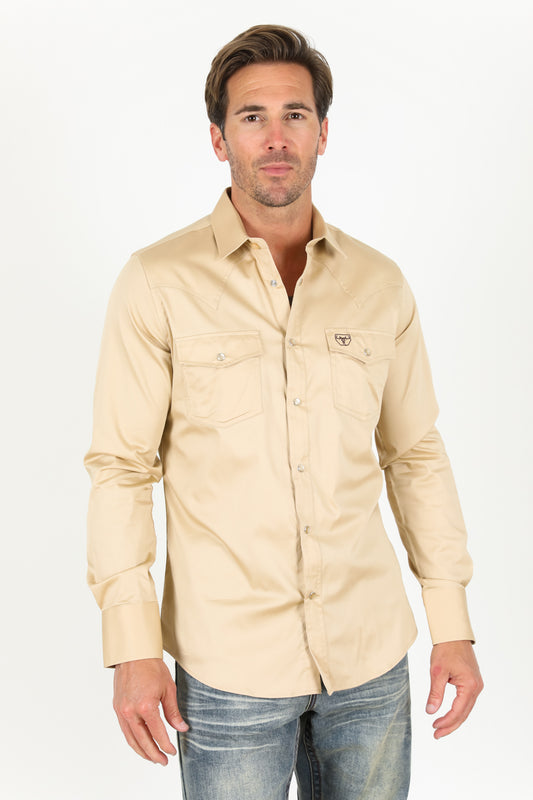 beige modern fit dress shirt men platini front