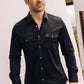 Men's Modern Fit Solid Black Dress Shirt