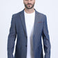 slate blue modern fit blazer men platini front