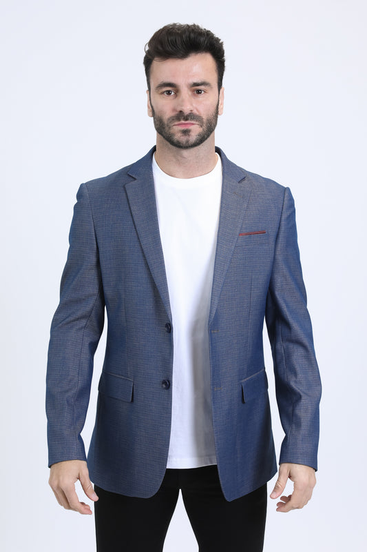 slate blue modern fit blazer men platini front