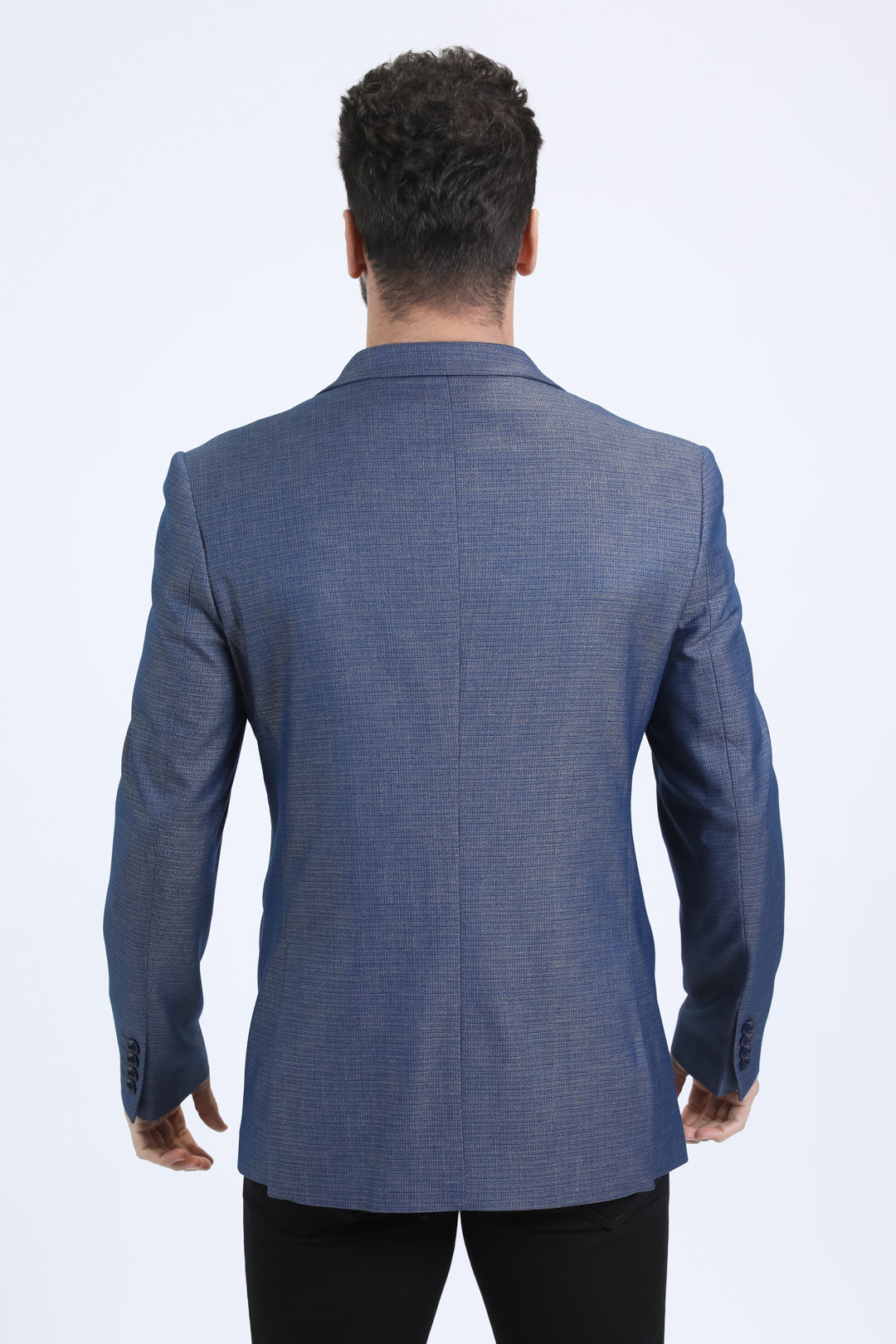 slate blue modern fit blazer men platini back