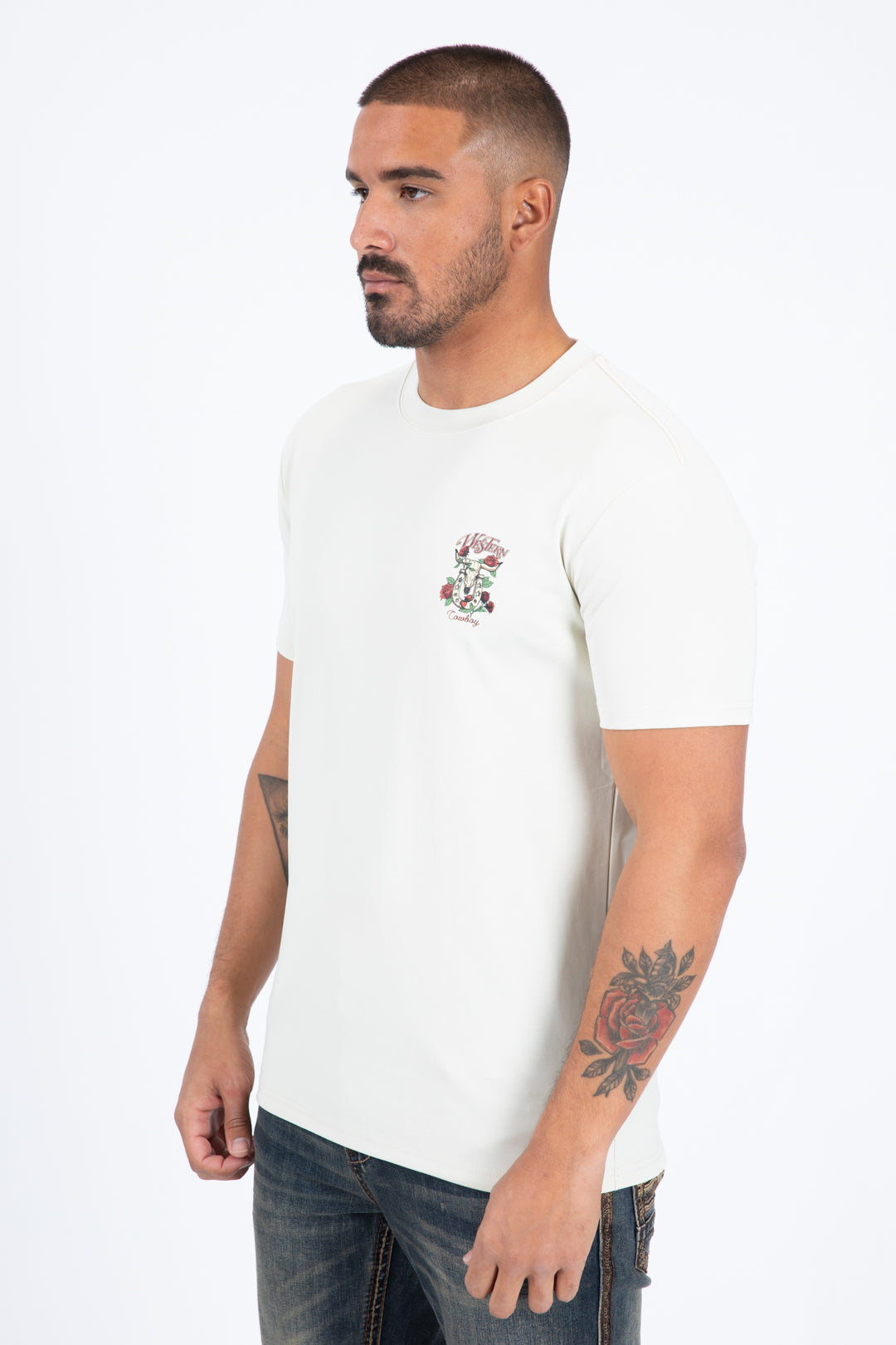 Mens Modern Fit Cotton Stretch Beige T-Shirt