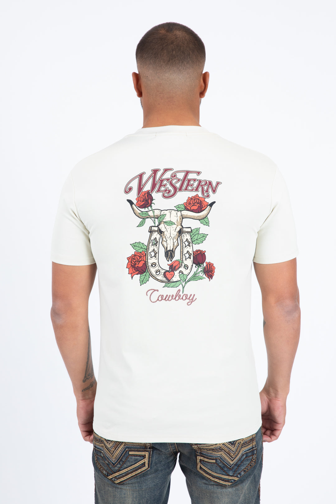 Mens Modern Fit Cotton Stretch Beige T-Shirt