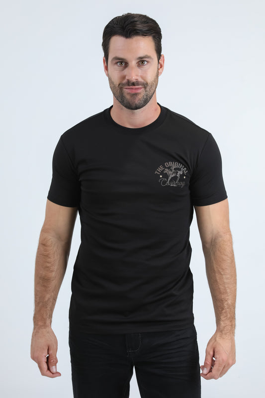 Mens Modern Fit Cotton Stretch Black T-Shirt