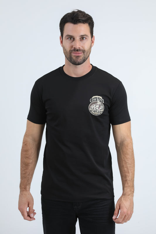 Mens Modern Fit Cotton Stretch Black T-Shirt