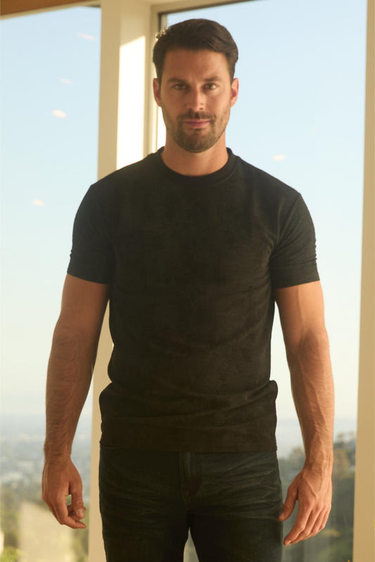 Mens Modern Fit Cotton Stretch Black T-Shirt