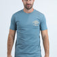 Mens Modern Fit Cotton Stretch Blue T-Shirt