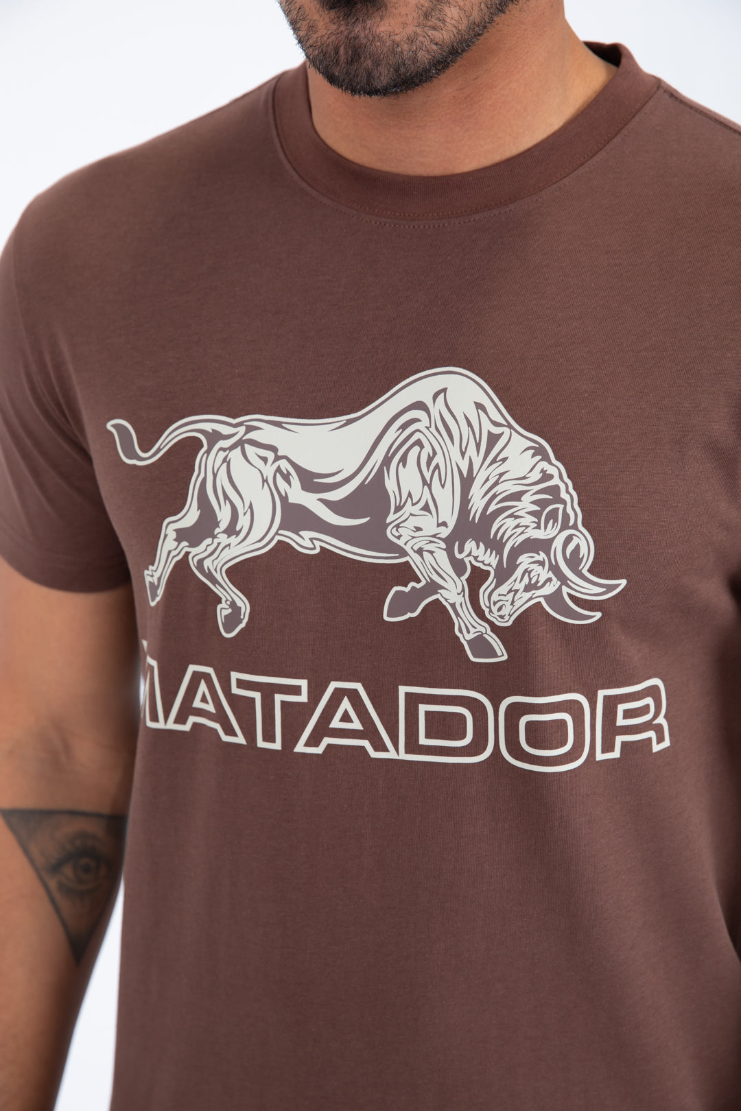Mens Modern Fit Cotton Stretch Brown T-Shirt