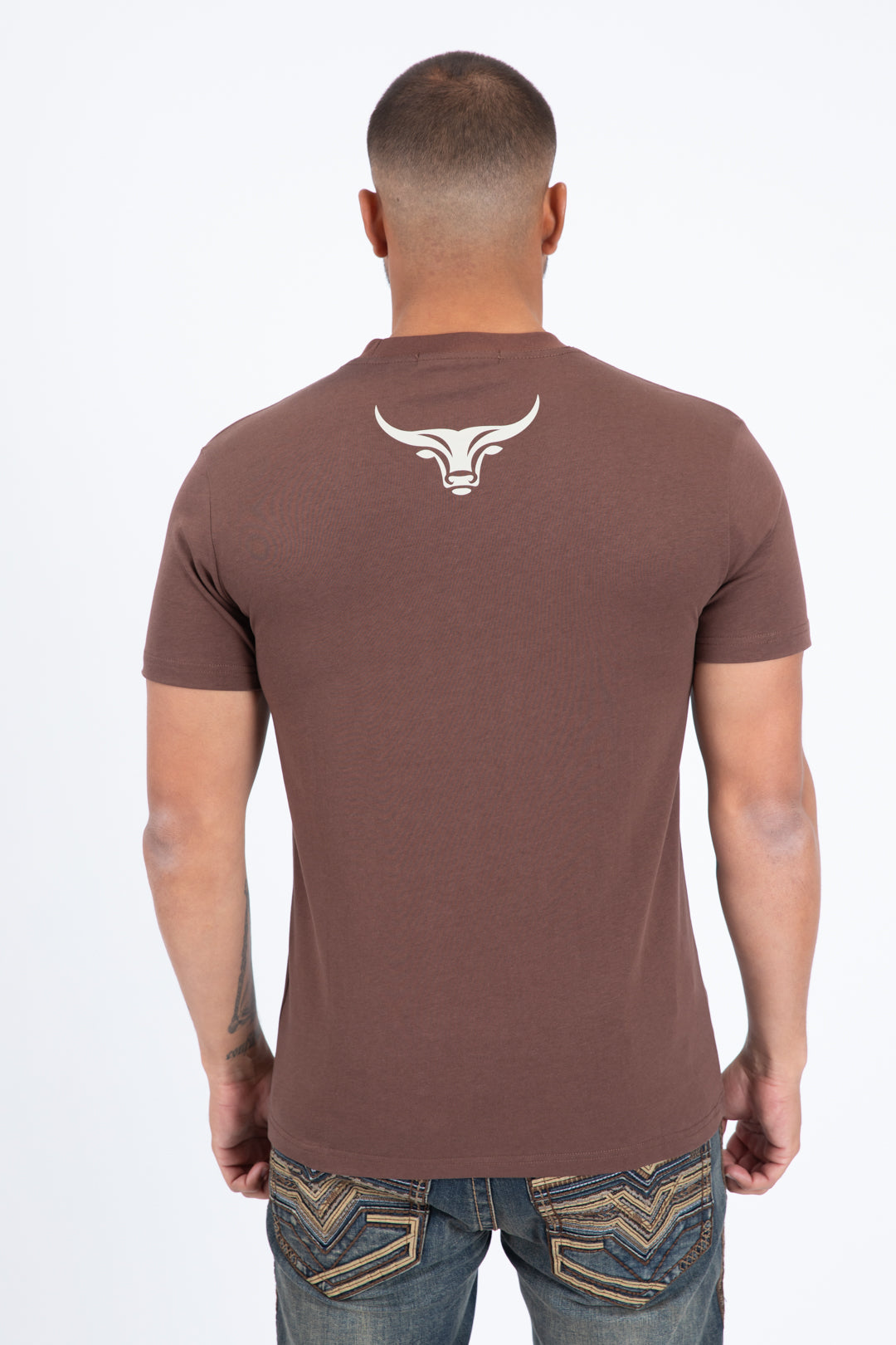 Mens Modern Fit Cotton Stretch Brown T-Shirt