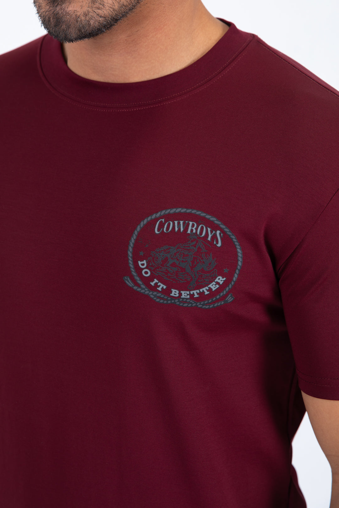 Mens Modern Fit Cotton Stretch Burgundy T-Shirt