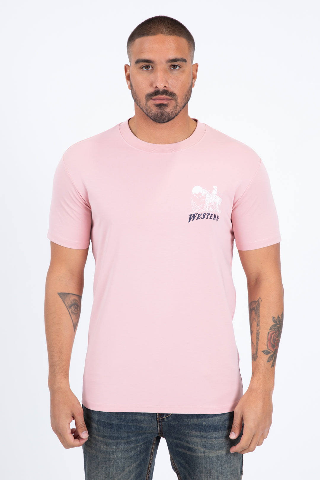 pink western cowboy rider tee front platini
