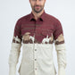 Men's Modern Fit Cotton Stretch Rodeo Panoramic Print Beige Shirt