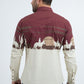 Men's Modern Fit Cotton Stretch Rodeo Panoramic Print Beige Shirt