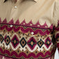 Men's Modern Fit Cotton Stretch Rodeo Panoramic Print Beige Shirt