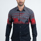 Men's Modern Fit Cotton Stretch Rodeo Panoramic Print Black Shirt