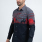 Men's Modern Fit Cotton Stretch Rodeo Panoramic Print Black Shirt