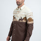 Men's Modern Fit Cotton Stretch Rodeo Panoramic Print Brown Shirt