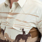 Men's Modern Fit Cotton Stretch Rodeo Panoramic Print Brown Shirt