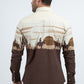 Men's Modern Fit Cotton Stretch Rodeo Panoramic Print Brown Shirt