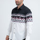 Men's Modern Fit Cotton Stretch Rodeo Panoramic Print White Shirt