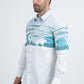 Men's Modern Fit Cotton Stretch Rodeo Panoramic Print White Shirt