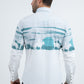 Men's Modern Fit Cotton Stretch Rodeo Panoramic Print White Shirt