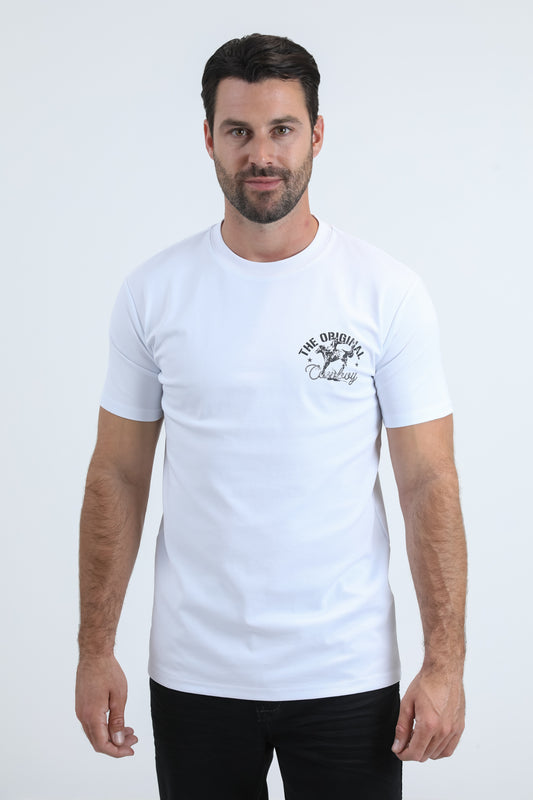 Mens Modern Fit Cotton Stretch White T-Shirt