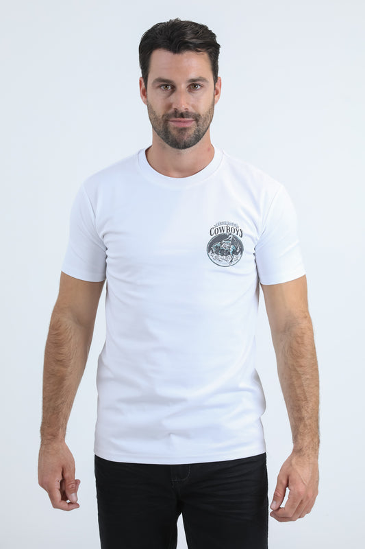 Mens Modern Fit Cotton Stretch White T-Shirt