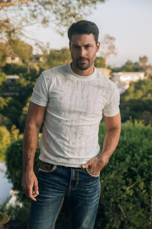 Mens Modern Fit Cotton Stretch White T-Shirt