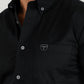 black modern fit stretch dress shirt men platini detail