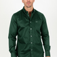 green modern fit stretch dress shirt men platini front