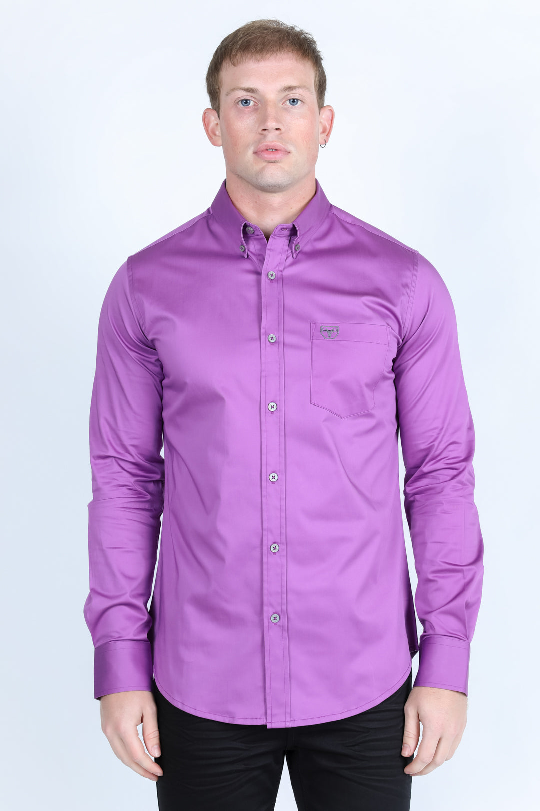 mauve modern fit stretch dress shirt men platini front