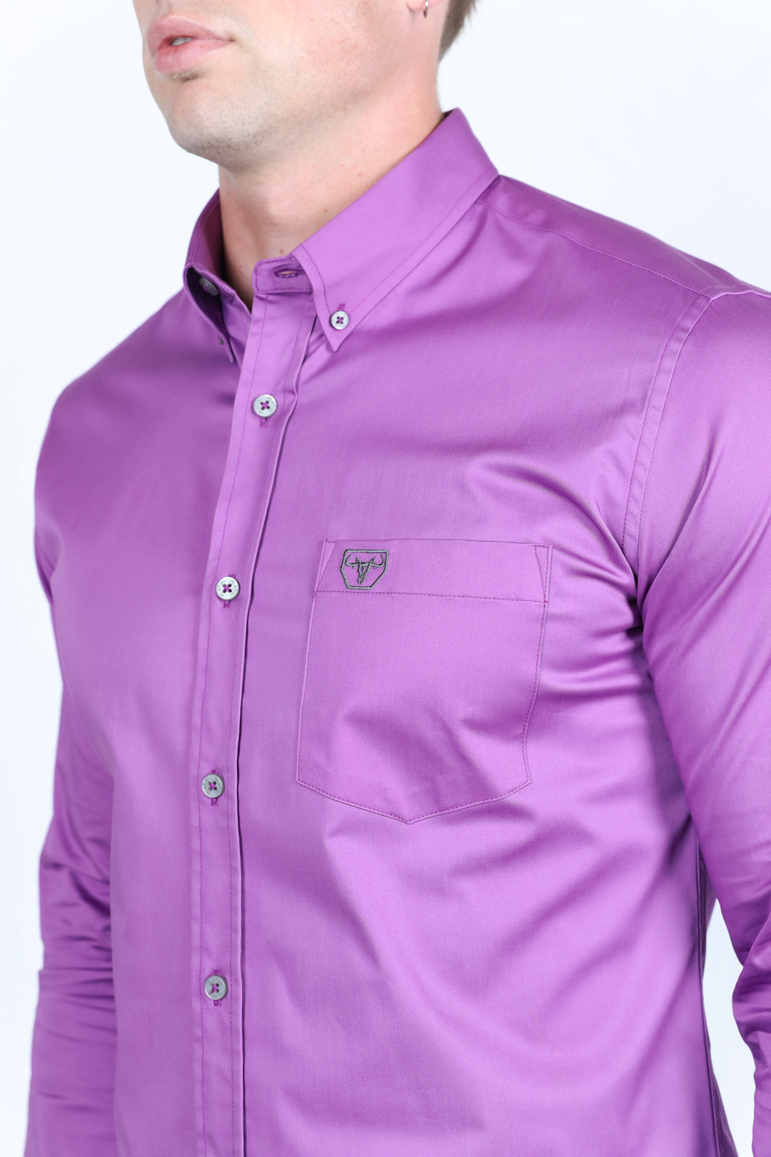 mauve modern fit stretch dress shirt men platini collar detail