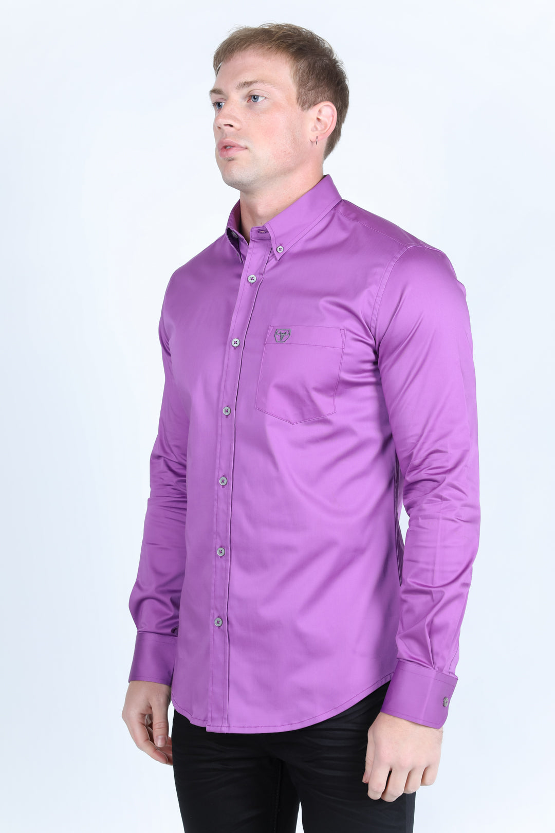 mauve modern fit stretch dress shirt men platini side