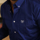 royal blue modern fit stretch dress shirt men platini detail