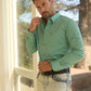 Men’s Single Pocket Logo Modern Fit Stretch Dress Shirt - Turquoise