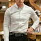 white modern fit stretch dress shirt men platini front