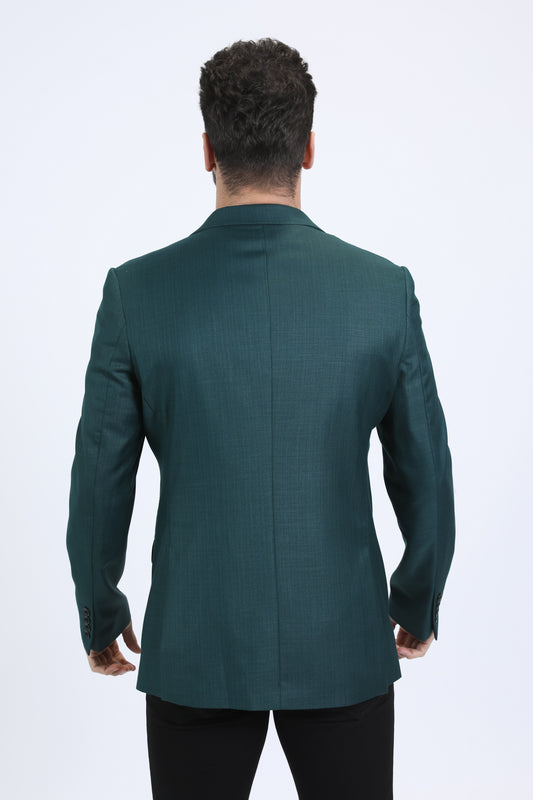 green modern fit blazer men platini back