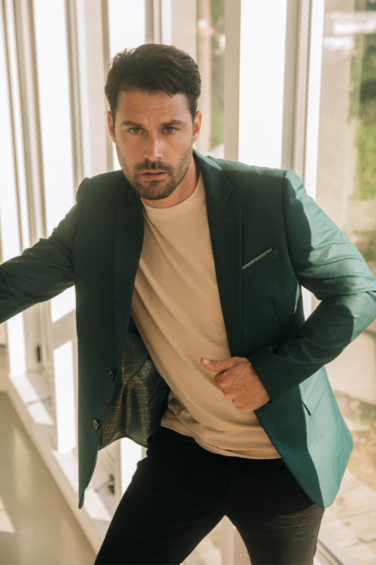 Mens Modern Fit Green Blazer
