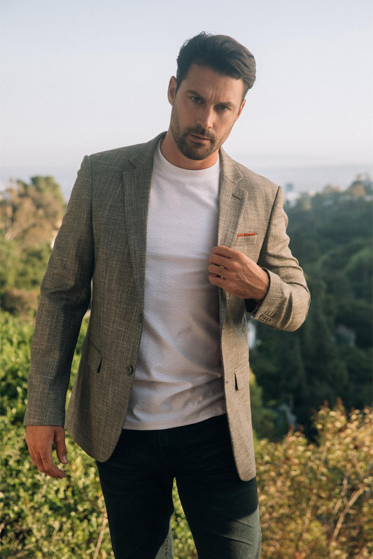 heather grey modern fit blazer men platini front